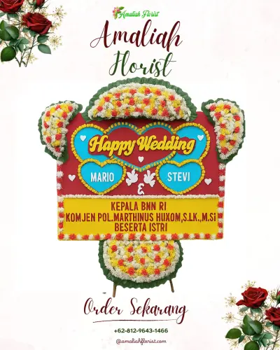 Karangan Papan Bunga Pernikahan di Wuwuharjo